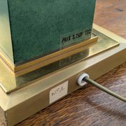 Pied de lampe vintage Jean Roche, 1980, laiton & vert