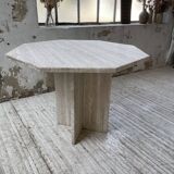 Octagonal travertine coffee table