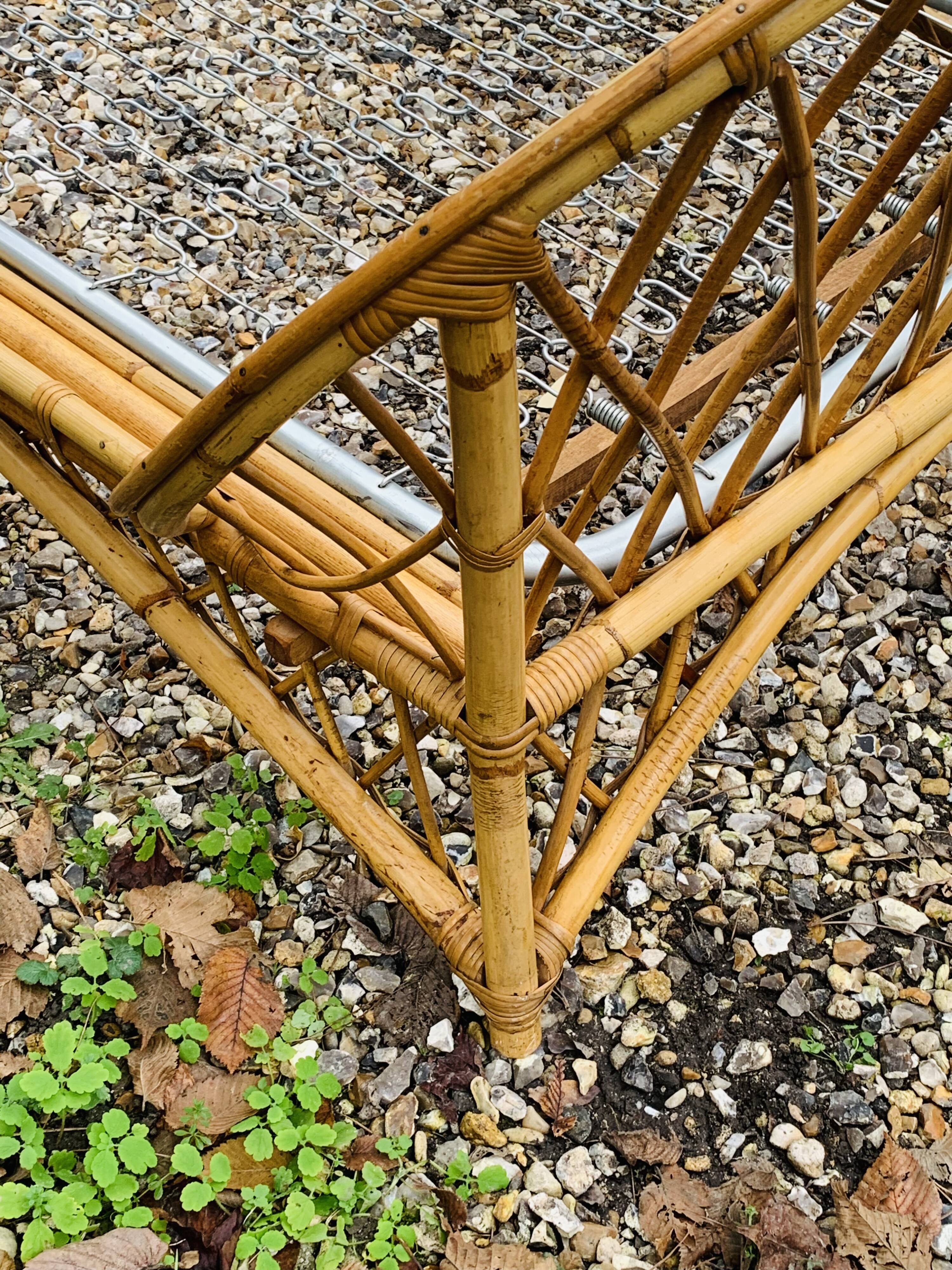 Rattan basket bed 90x190 vintage 1960