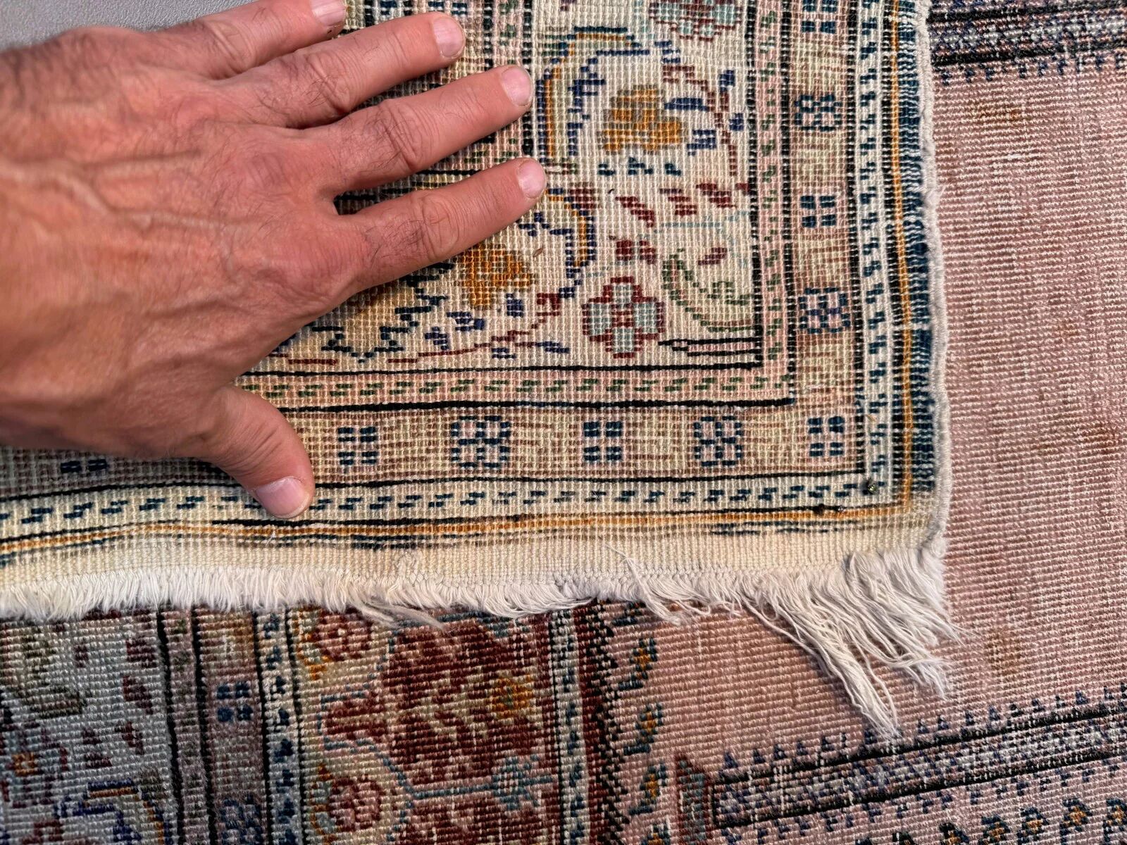 Turkish silk rug shabby vintage, 128x79cm tribal clearance 2510