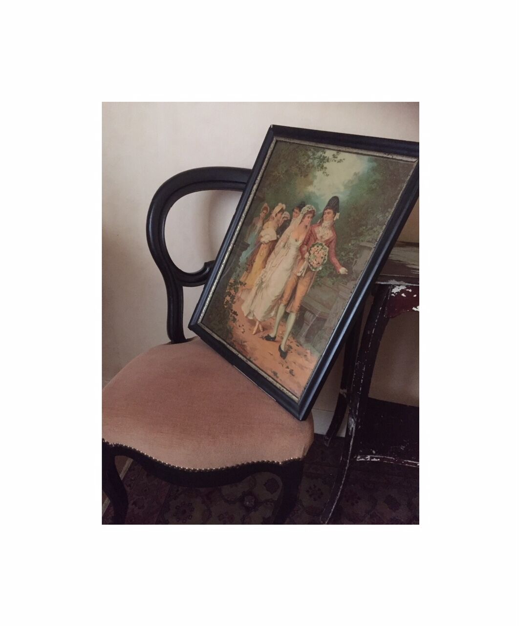 Chair Louis Philippe velvet rose