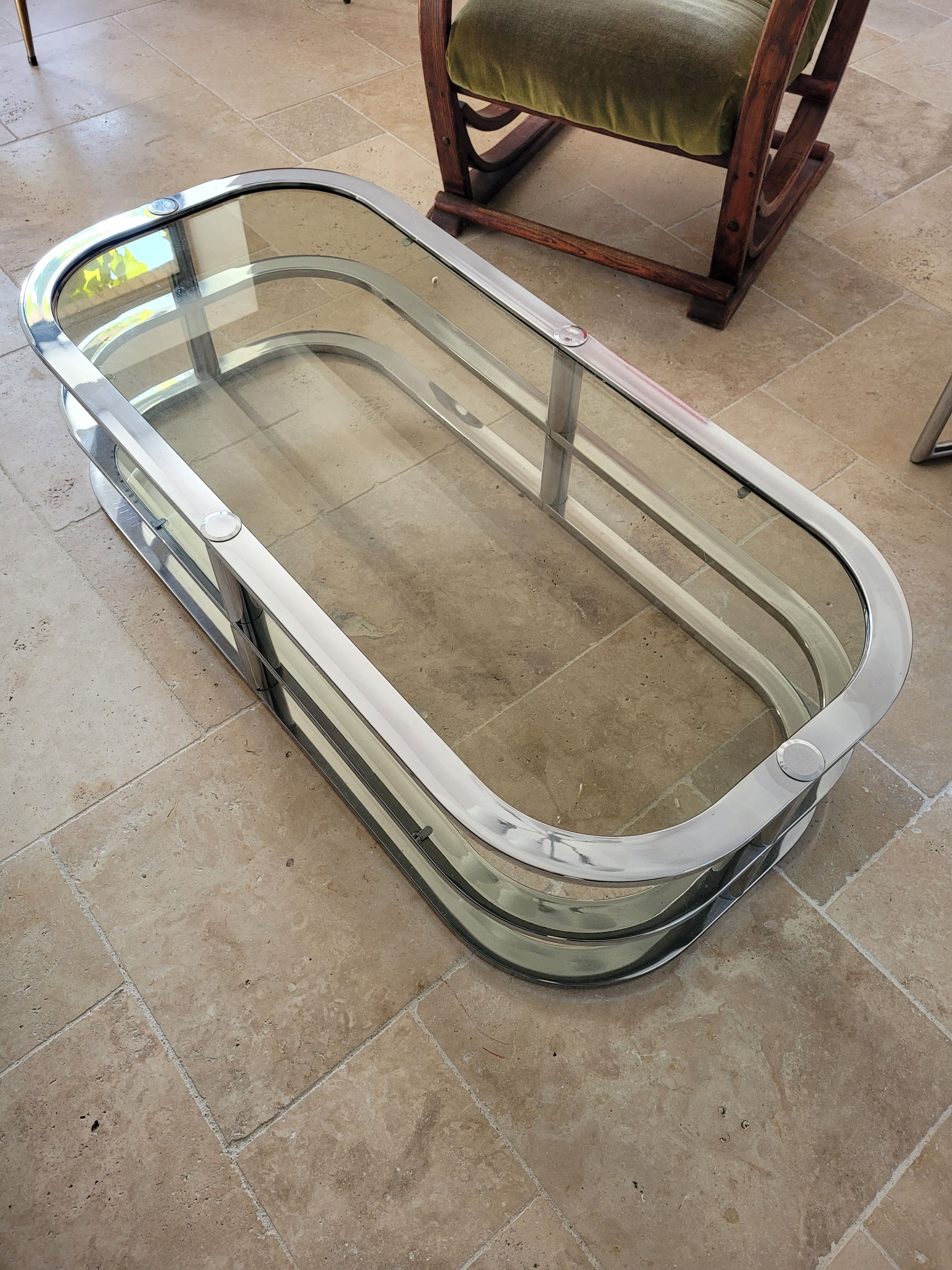 70s chrome coffee table