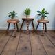3 vintage turned wood stools