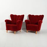 Pair of Swedish 1940s shell-back armchairs