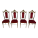 Suite de 4 chaises en laiton et velours rouge