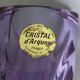 Violet mauve cut crystal soliflore vase, Cristal d’Arques