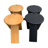4 tabourets pliants en bois Adrian Reed et Roger Tallon 1970