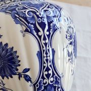 Vintage faience large vase - Blue and white Delft style - Floral decoration