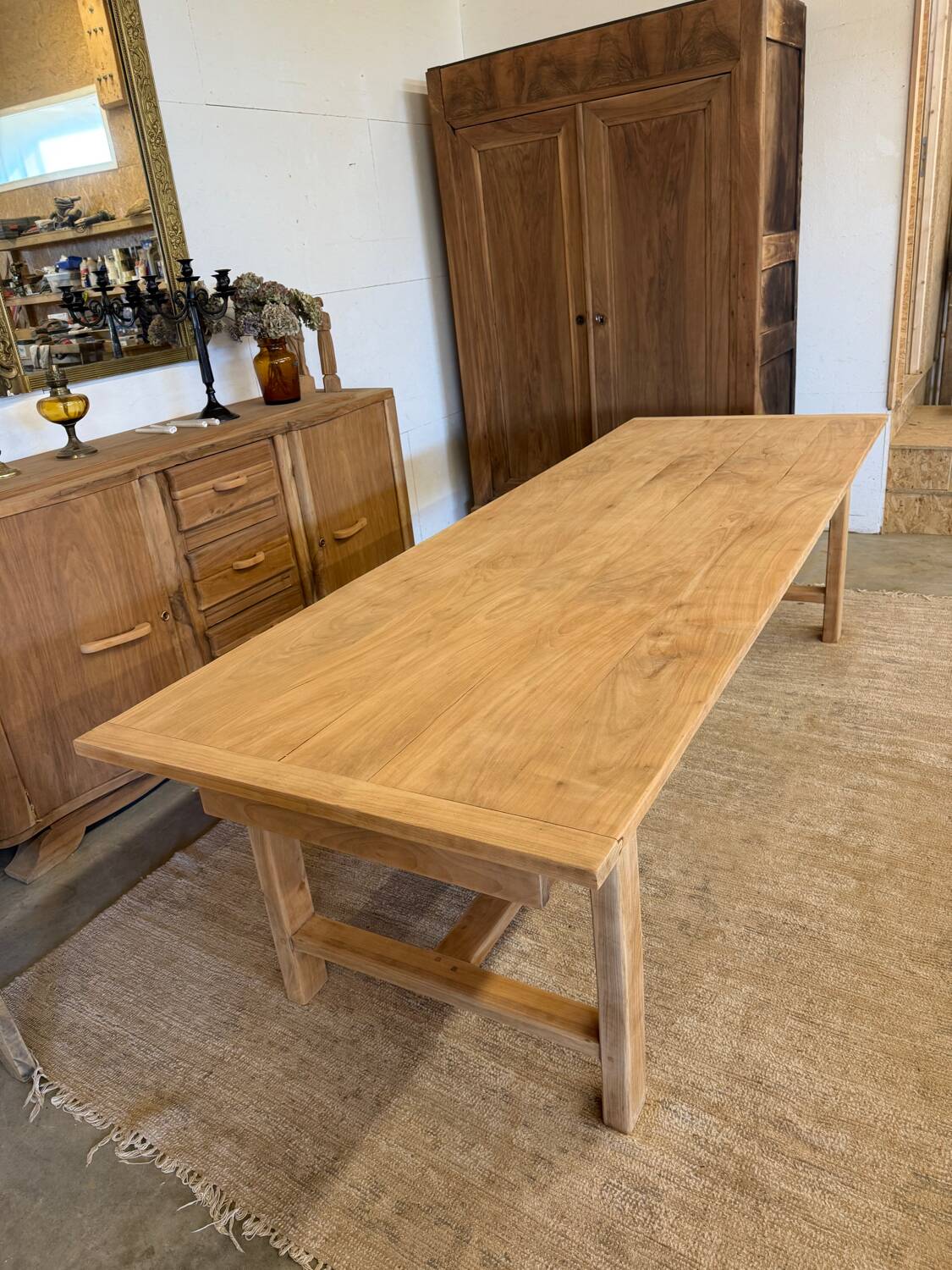 Solid wood farmhouse table