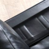 Canapé trois places Diesis en cuir noir, conçu par Antonio Citterio pour B&B Italia, années 1970