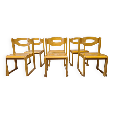 Lot de 6 chaises traineau
vintage