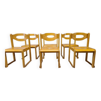 Set of 6 vintage sleigh chairs