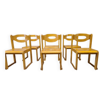Set of 6 vintage sleigh chairs