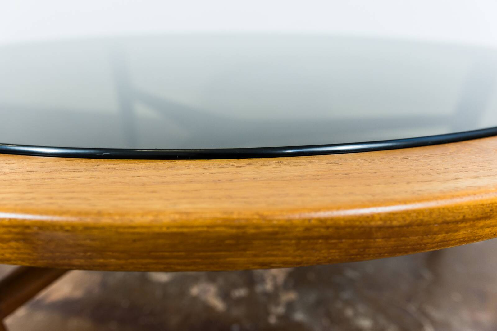 Scandinavian Teak Round with Glass Top Coffee Table 1960's.