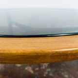 Scandinavian Teak Round with Glass Top Coffee Table 1960's.