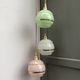 Suspension cascade three lights vintage globes in clichy glass pink white and green