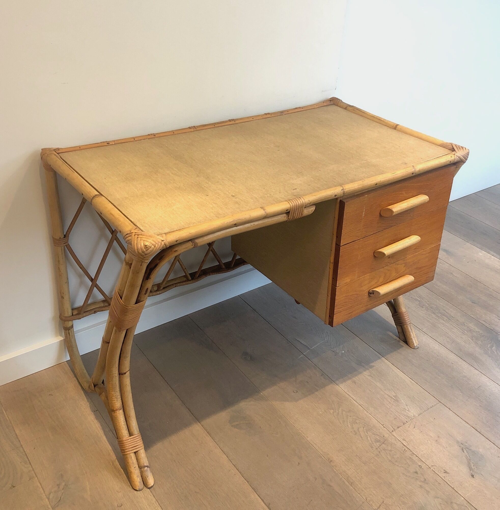 Rattan desk around 1970