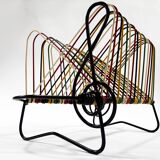 Vintage Vinyl Storage • 45 RPM Holder • Lacquered Metal • Scoubidou • 1950