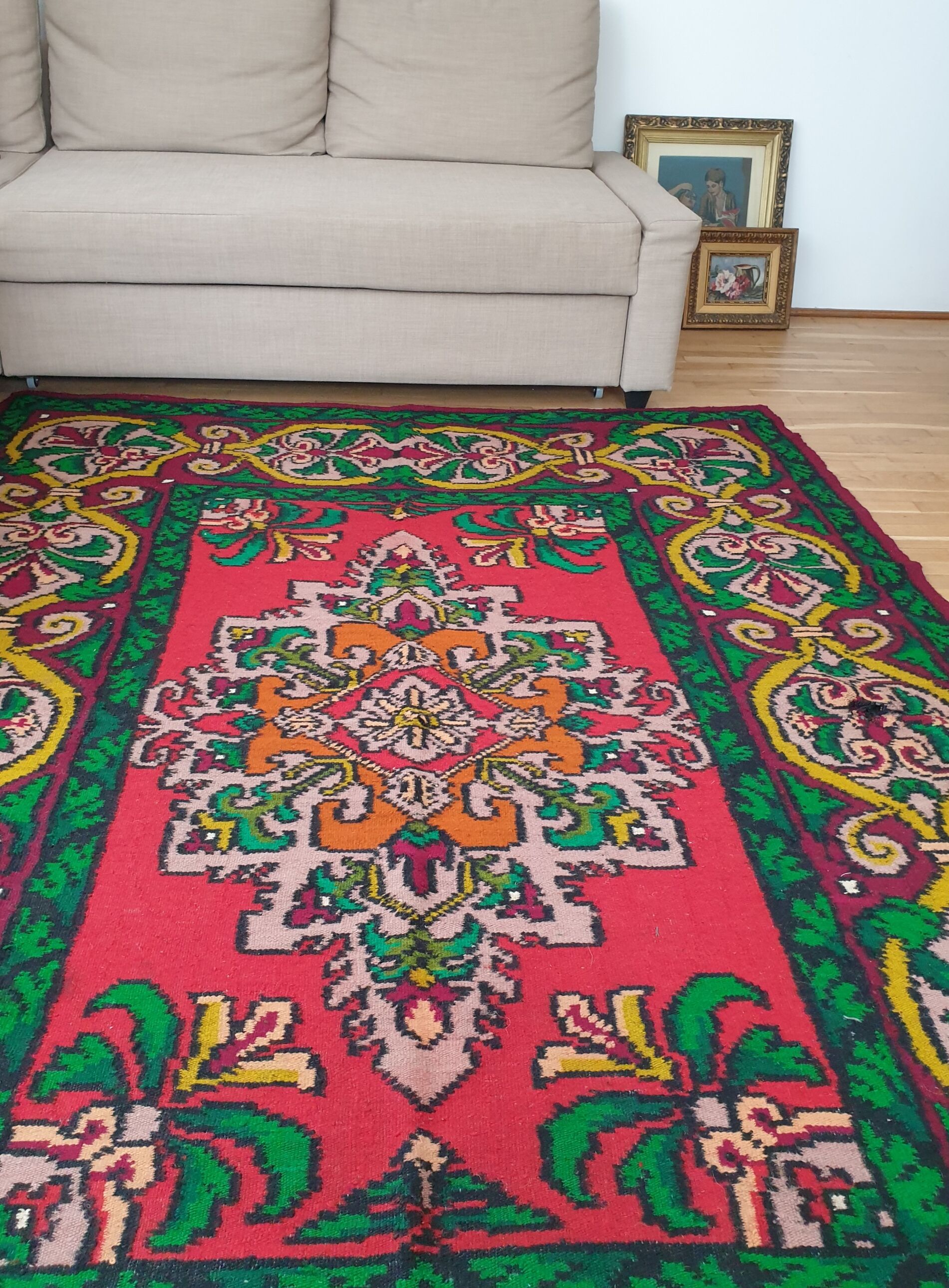 Tapis en laine roumain fait à la main, 247X177 cm