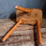 Solid wood tripod stool from the 50s