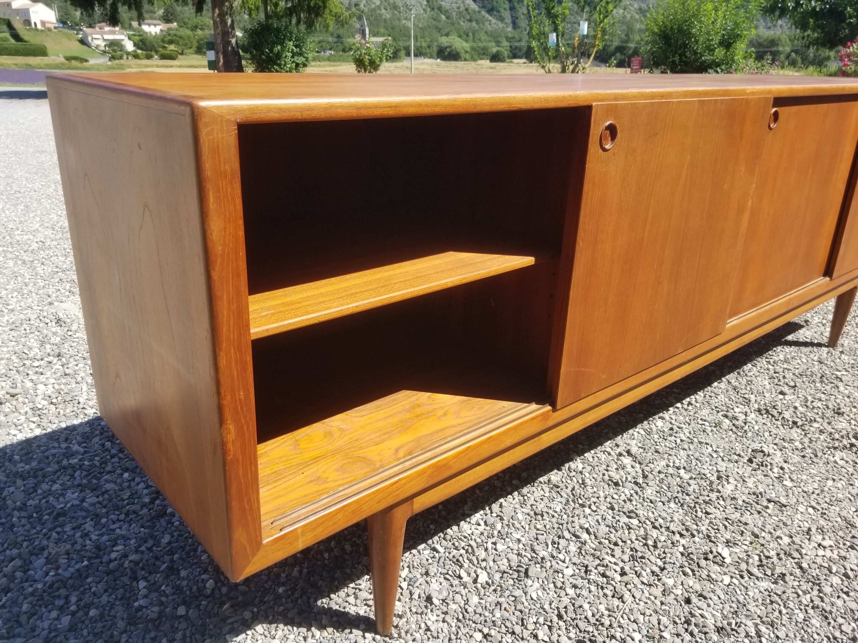 Scandinavian teak row 4 sliding doors - 60s