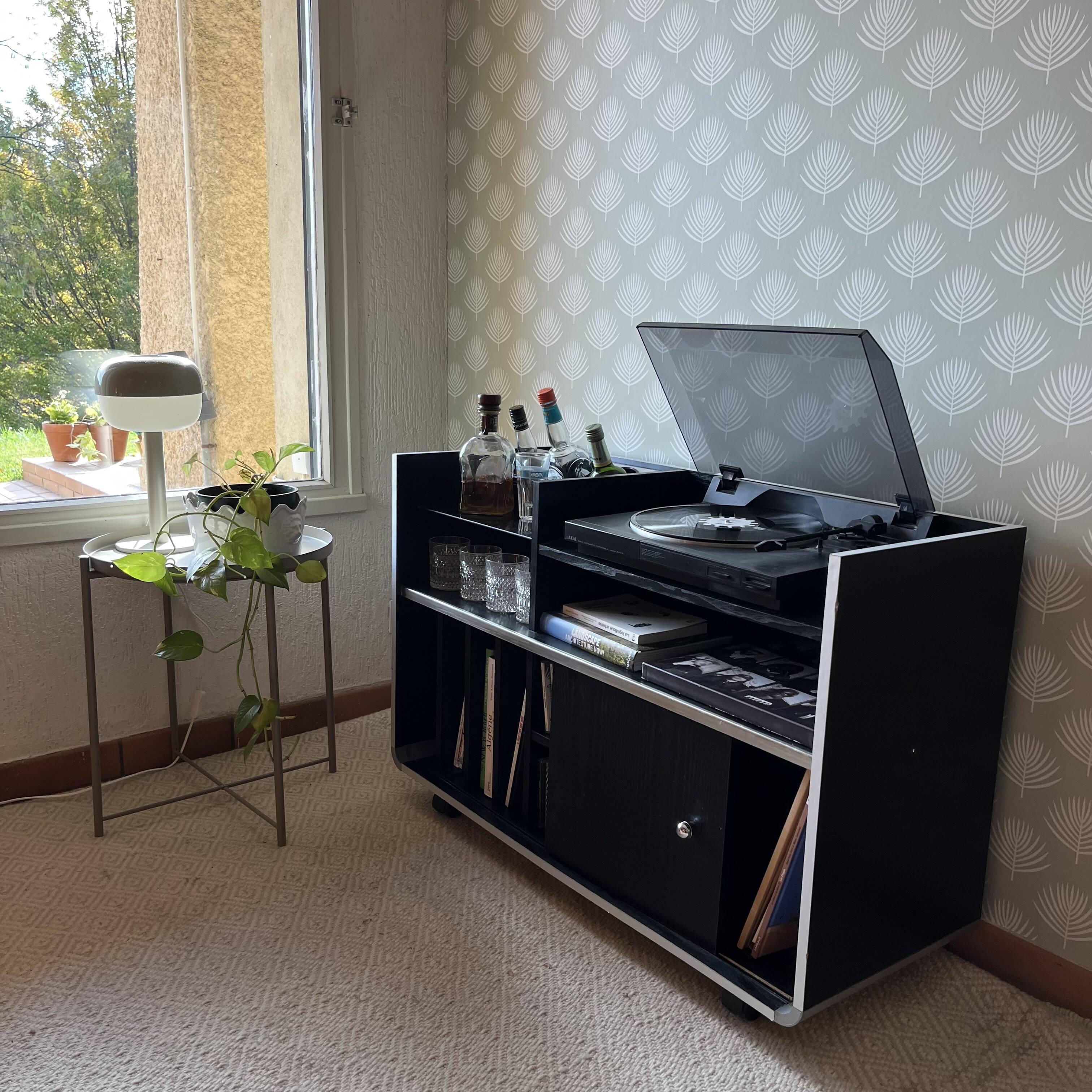 Meuble rangements vinyle et bar vintage