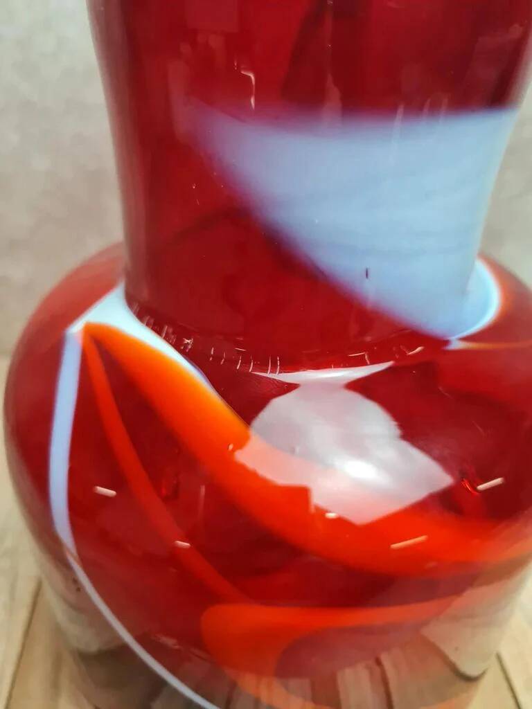 Vase / jug in blown red glass – Murano style – vintage piece from the 1970s