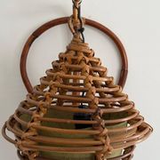 Unique wall lamp in bamboo and fabric, Lantern Design/One, Italy, 1960s