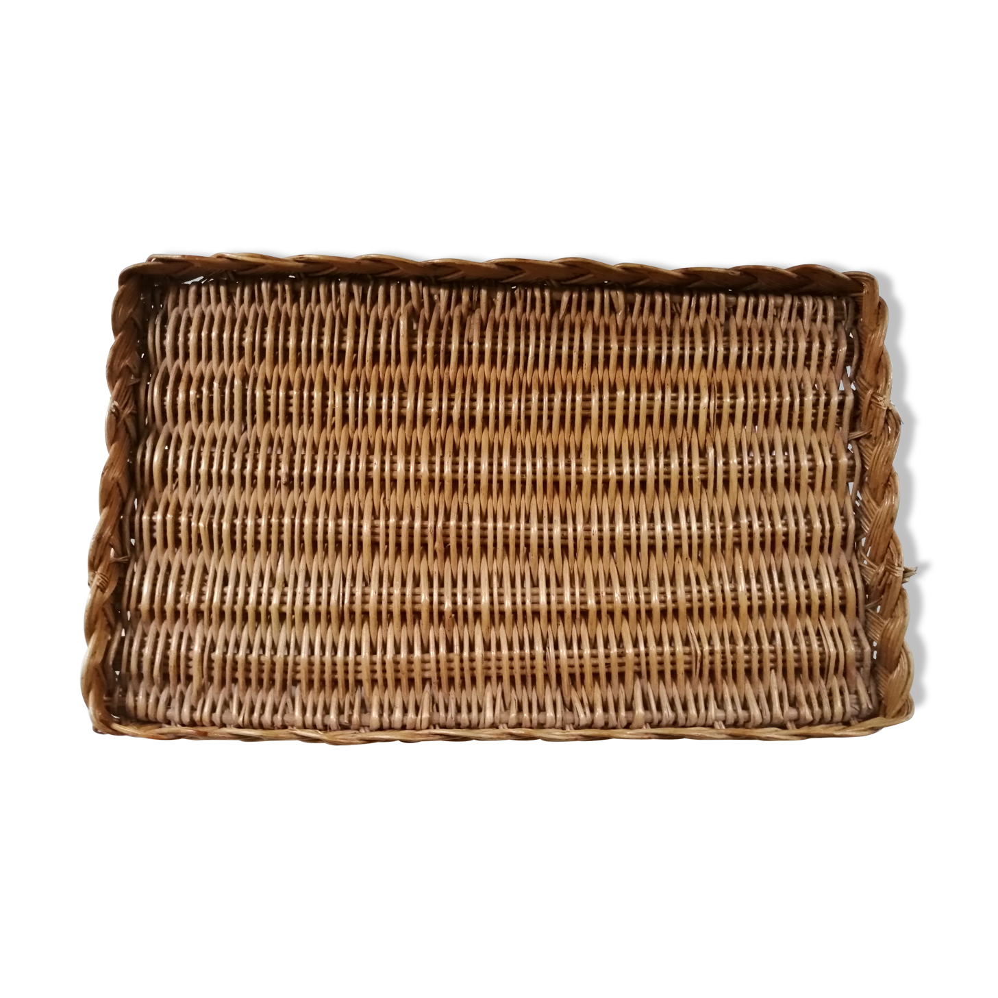 Vintage braided wicker platter