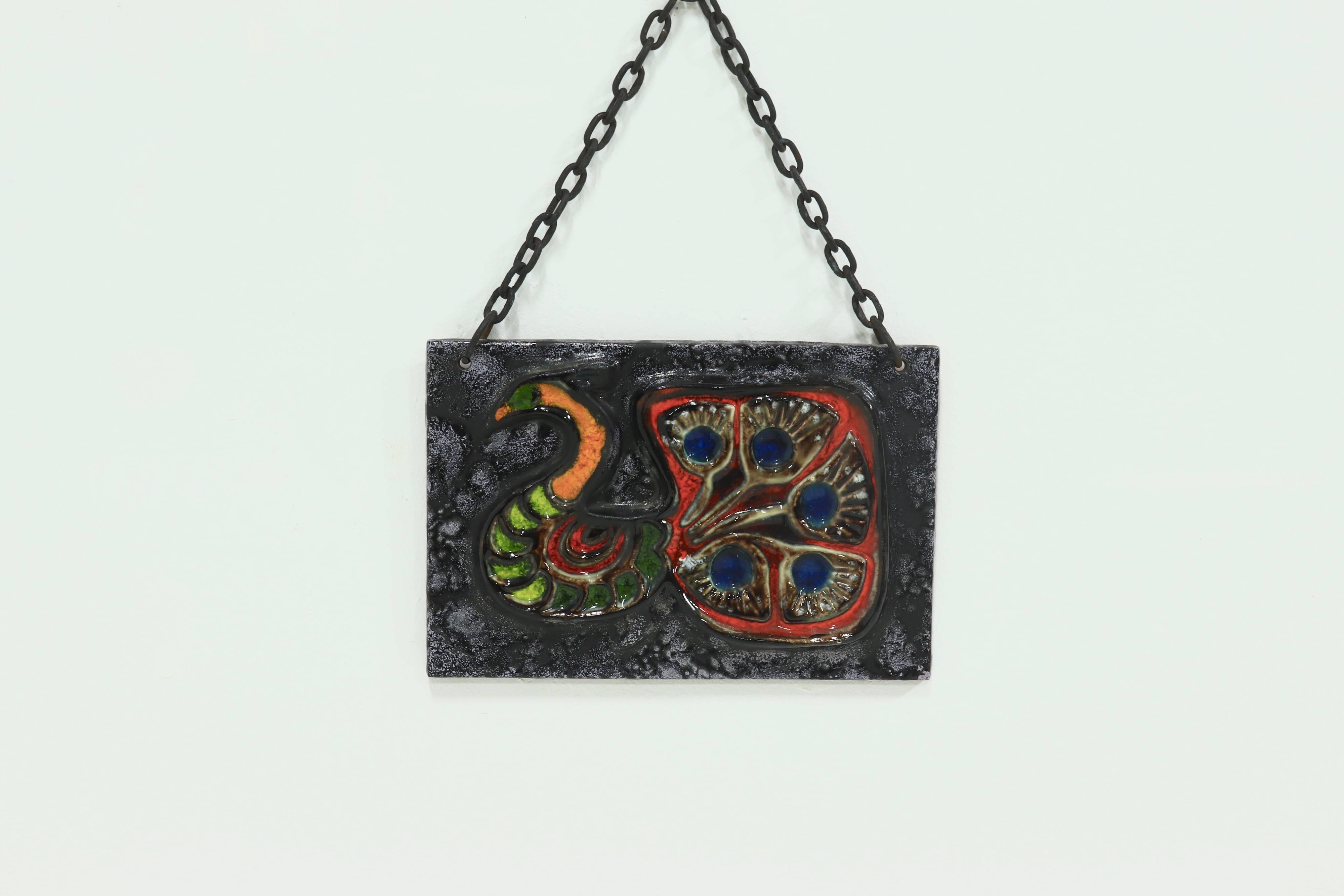 Glazed Ceramic Wall Plaque by Ruscha 1970s