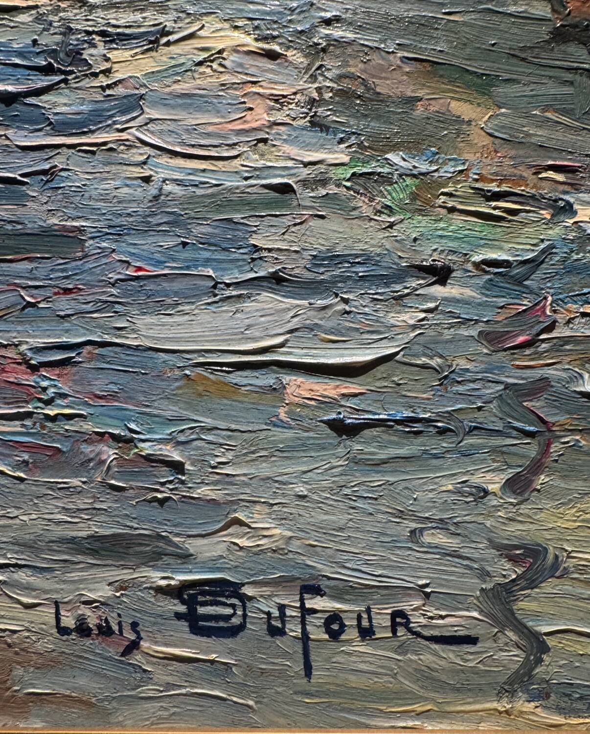 Antique painting, seascape signed Louis Dufour, dated 1943