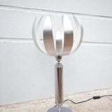 Vintage lamp, table lamp, chrome lamp with brushed steel blades, flower lamp, design lamp