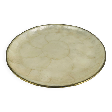Mother-of-pearl and brass catchall, vintage