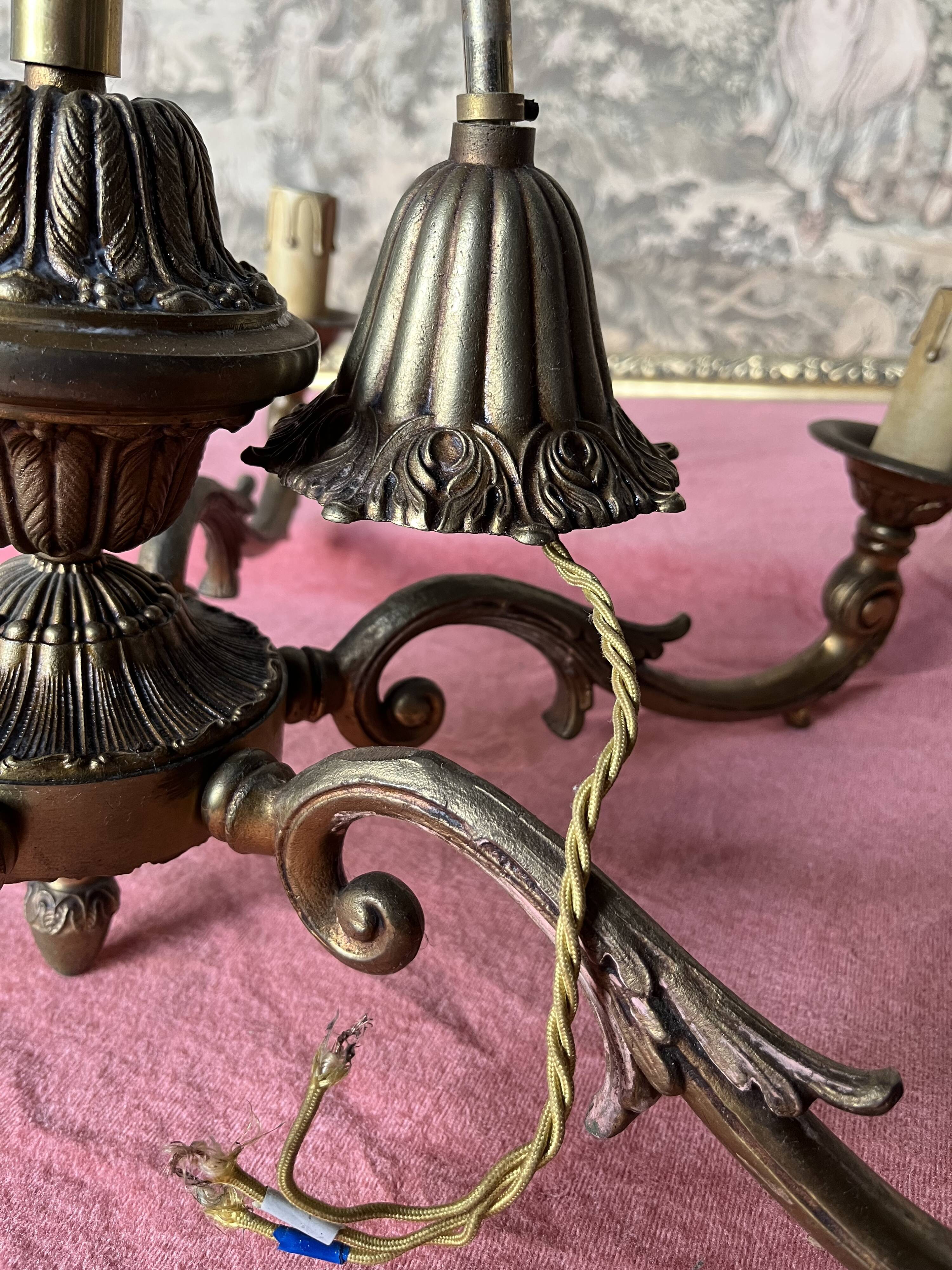 Gilded bronze chandelier 6 candles