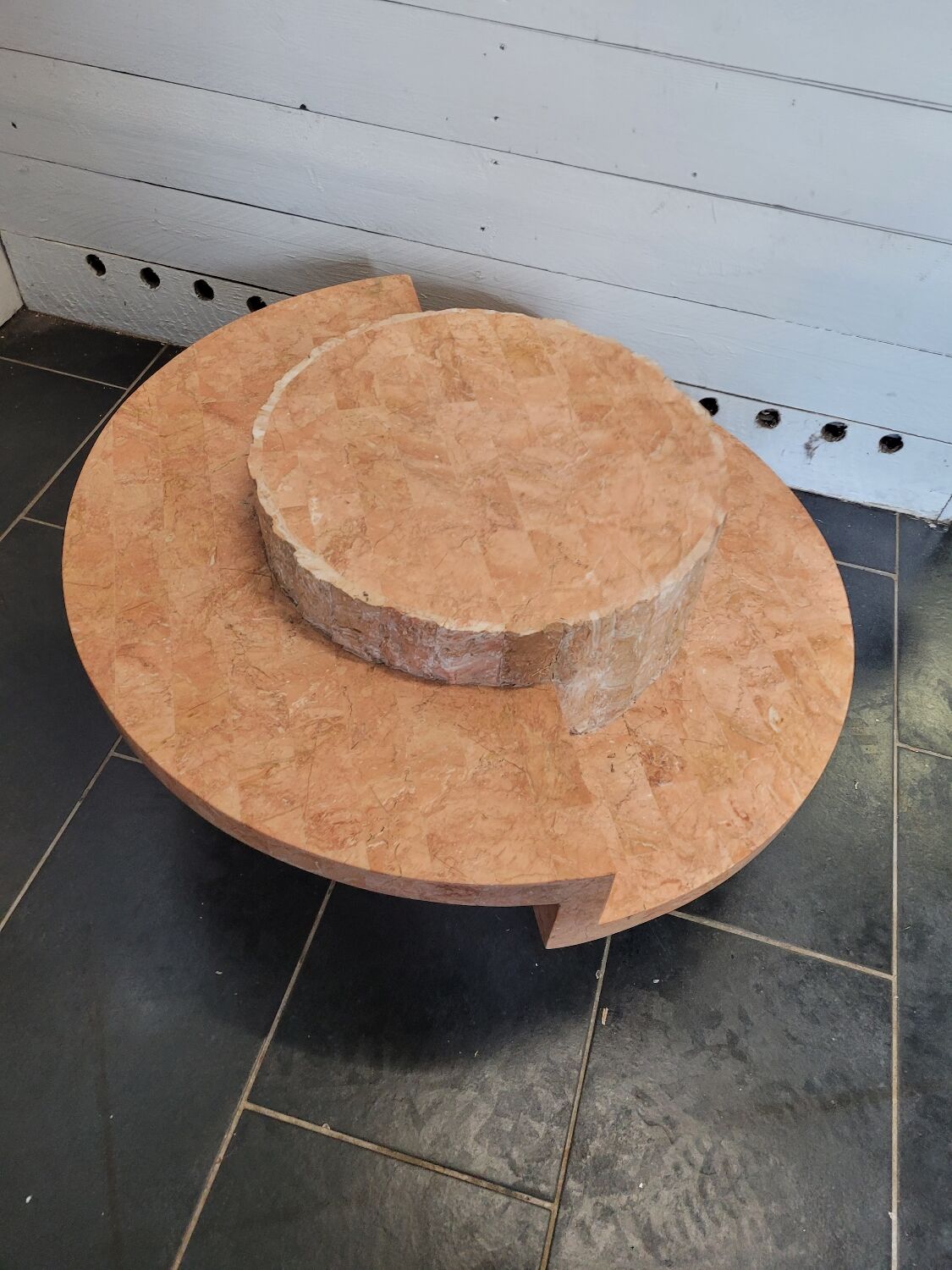 Round stone coffee table by Magnussen Ponte