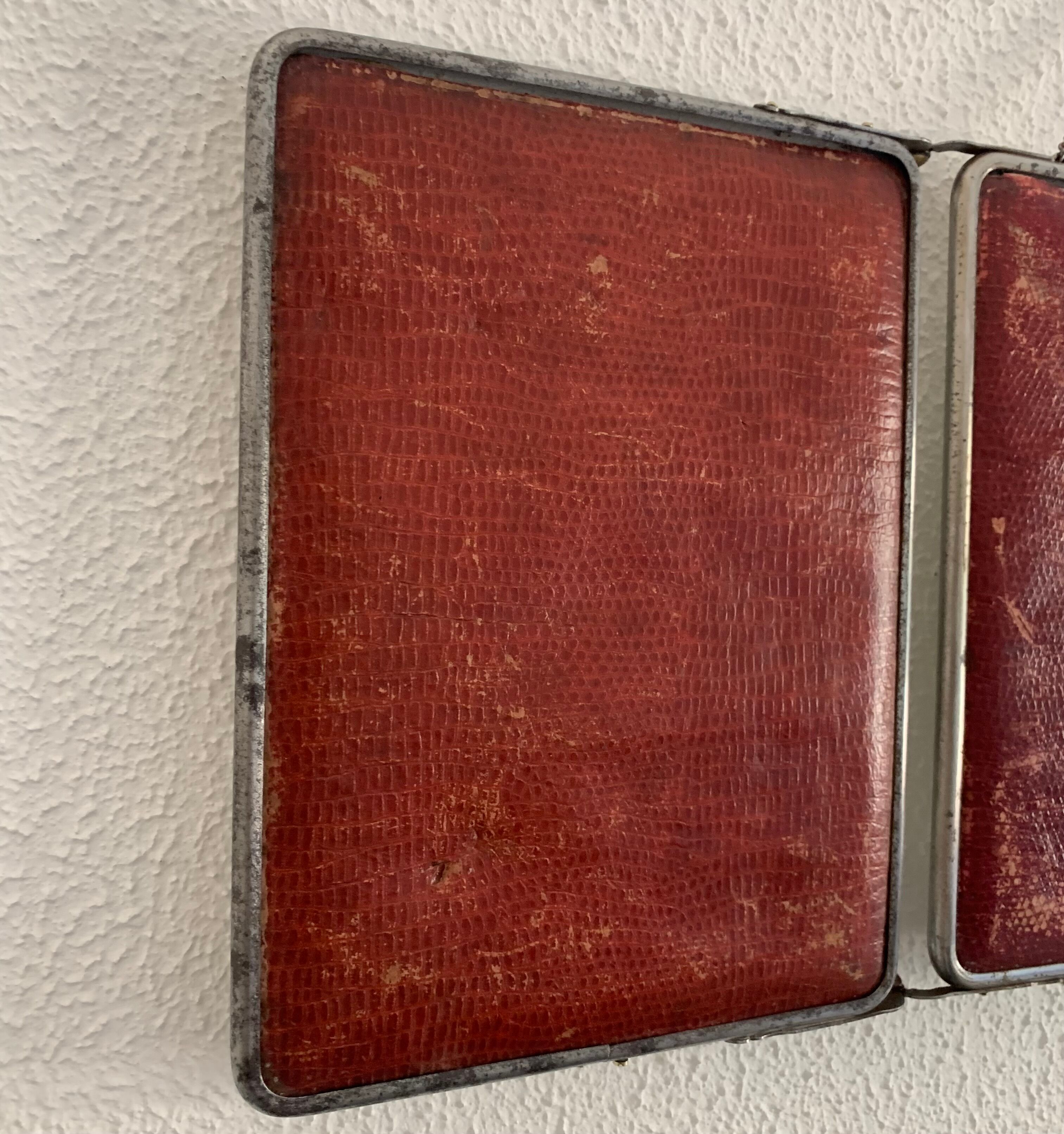 Vintage mirror 1950 triptych beveled purple barber - 25 x 58 cm