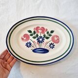 Large Oval Appetizer Plate in Rustic Porcelain HBCM Mulhouse Spring Pattern