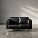 Vintage Mid-Century Danish Modern Two-Seater Black Leather Sofa, 1970s