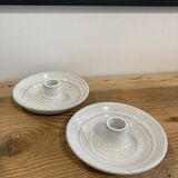 Pair of enamelled ceramic candlesticks