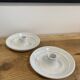 Pair of enamelled ceramic candlesticks