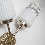 Pair of brass and glass wall lights 1960