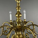 Lustre En Laiton Doré, Style Classique, XXe Siècle