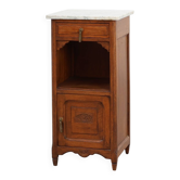 Table de nuit Art Déco en chêne avec plateau en marbre de Carrare, France années 1920