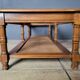 Authentic old coffee table in solid wood and rattan, beveled glass top