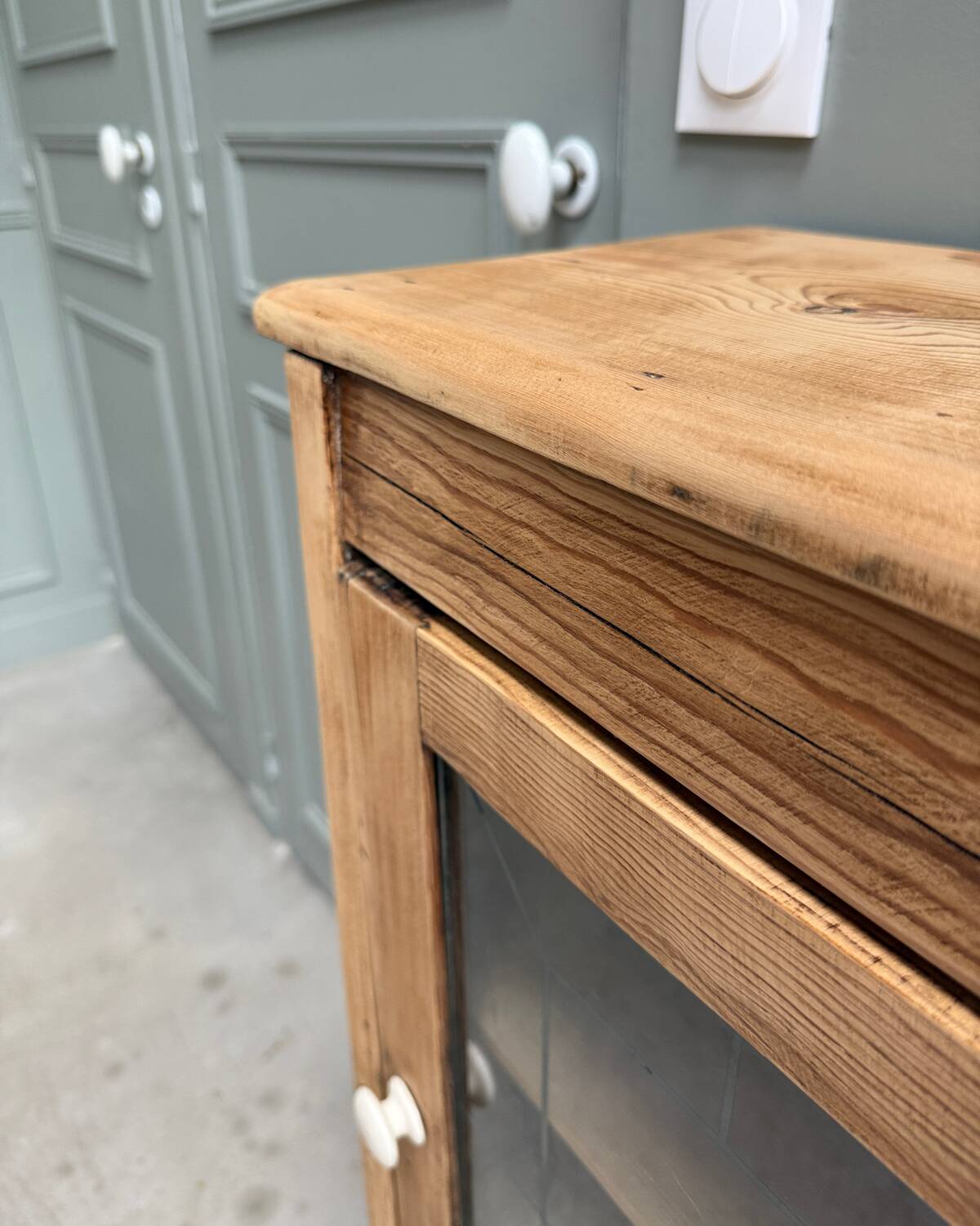 Vintage glass-fronted jam cupboard (renovated)