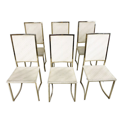 Chaises de salle à manger vintage en laiton par Belgo chrom, années 1970