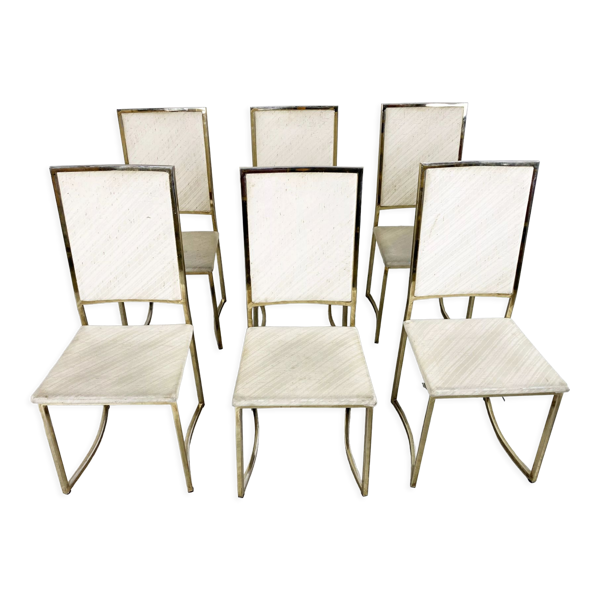 Chaises de salle à manger vintage en laiton par Belgo chrom, années 1970