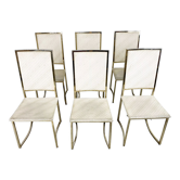 Chaises de salle à manger vintage en laiton par Belgo chrom, années 1970