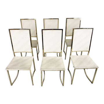 Vintage brass dining chairs by Belgo chrom, 1970s