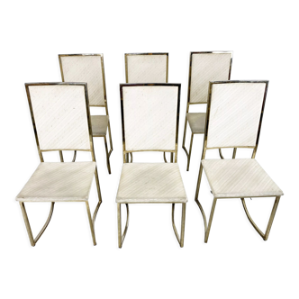 Vintage brass dining chairs by Belgo chrom, 1970s
